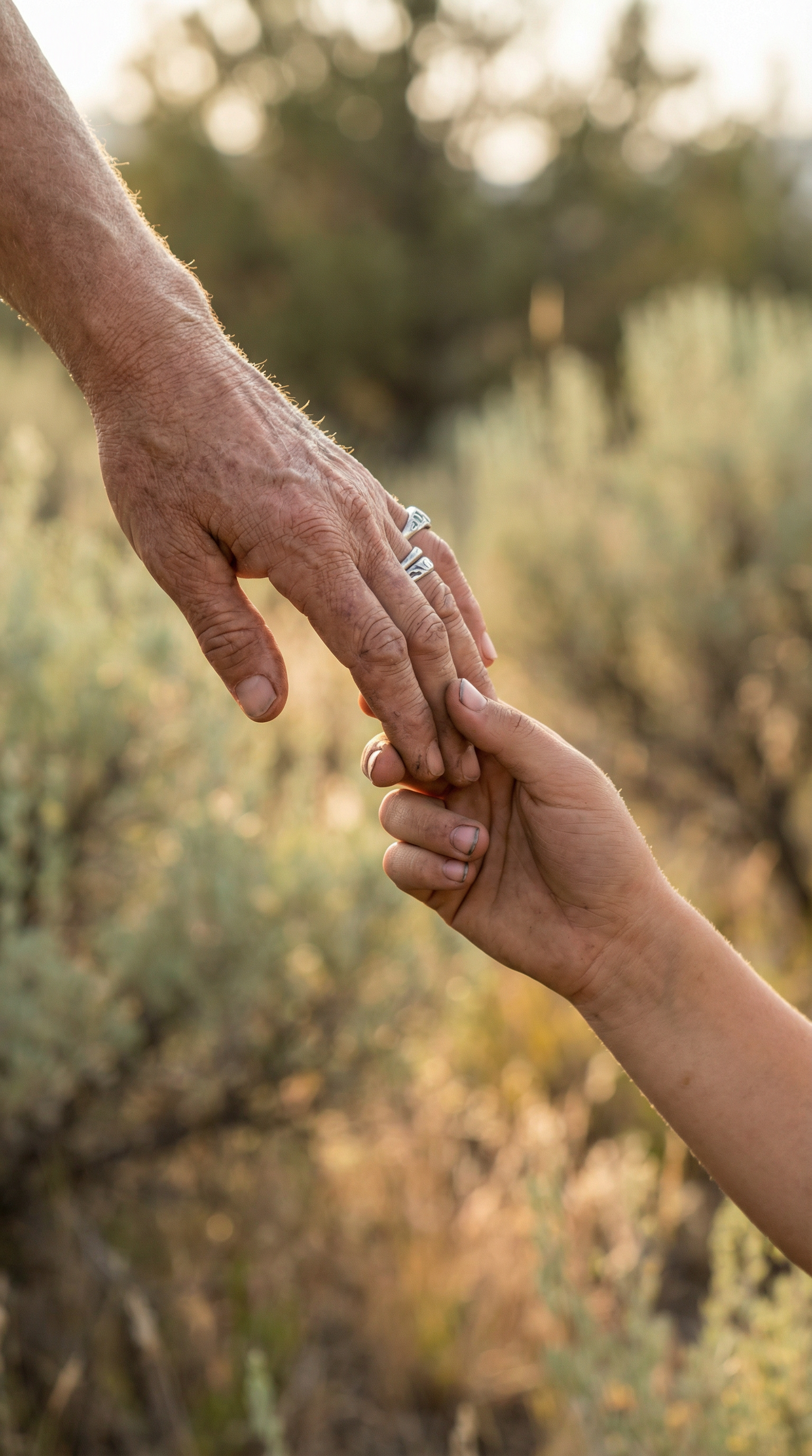 Helping hands reaching